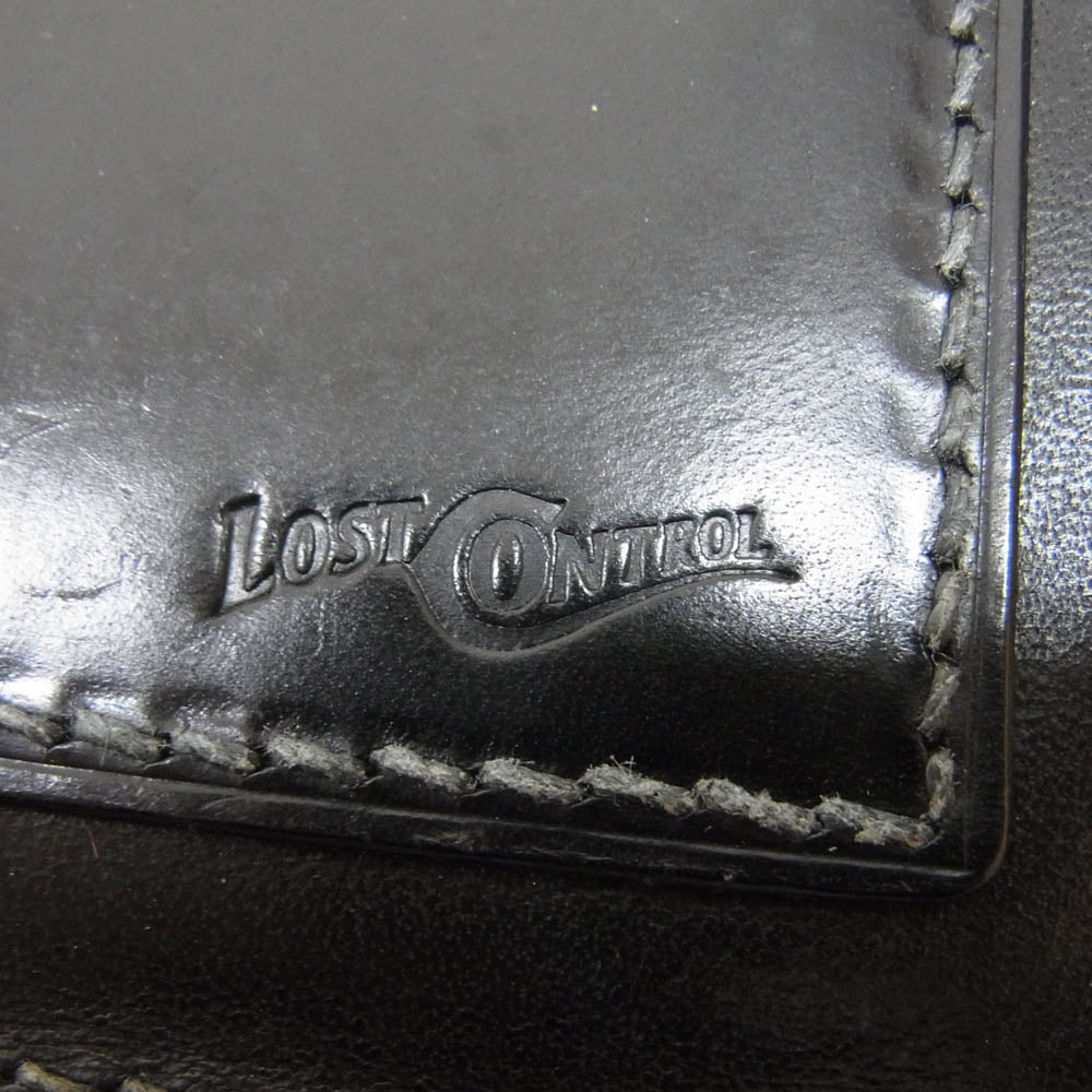 LOST CONTROL ロストコントロール 2スナップ レザー 二つ折り財布 ウォレット ブラック系【中古】