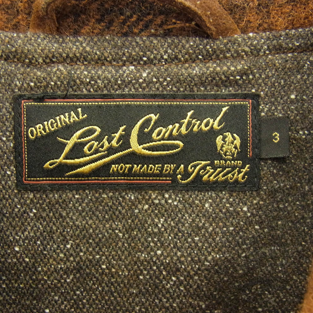 LOST CONTROL ロストコントロール L12W4-4053 オンブレチェック ウール ジャケット ブラウン系 3【中古】
