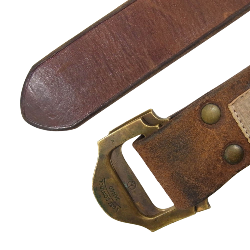 LOST CONTROL ロストコントロール LEATHER BELT レザー ベルト ブラウン系【中古】
