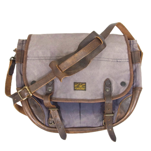 LOST CONTROL ロストコントロール キャンバス × レザー ショルダー バッグ ブルー系【中古】