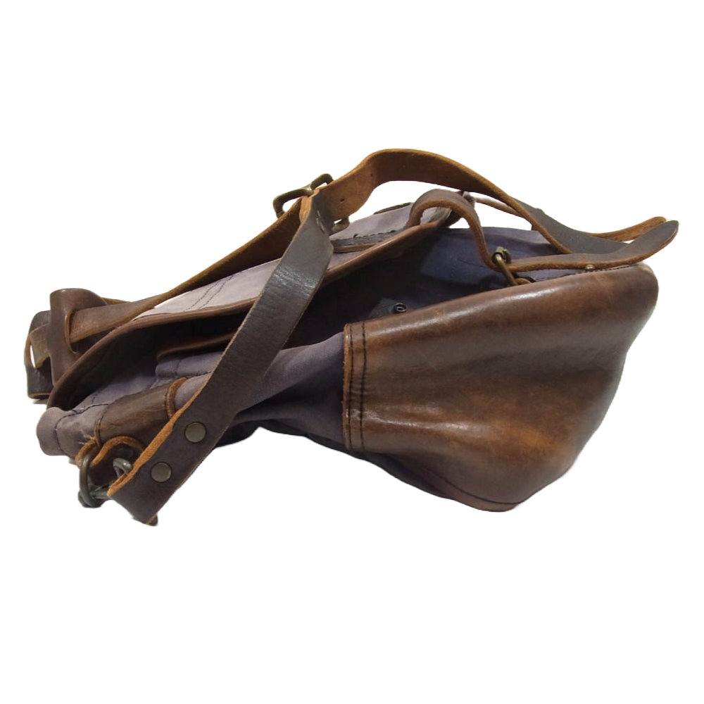 LOST CONTROL ロストコントロール キャンバス × レザー ショルダー バッグ ブルー系【中古】