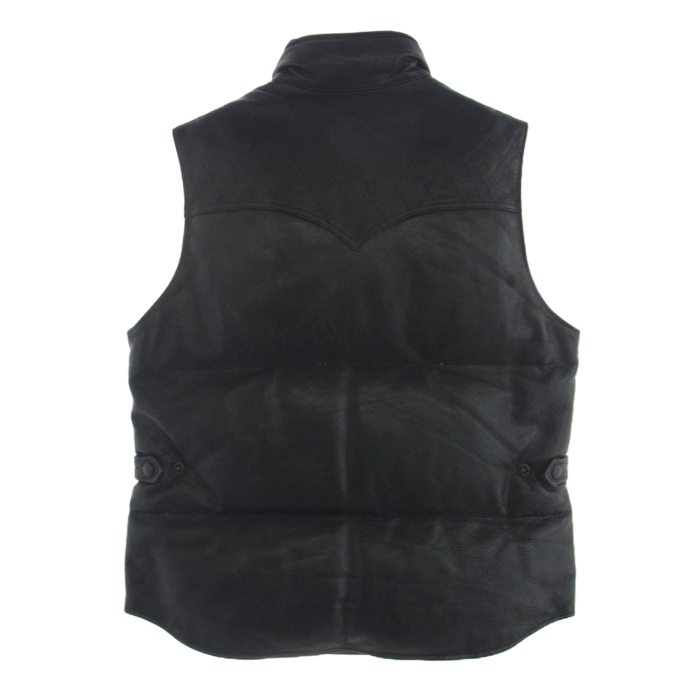 RUDE GALLERY BLACK REBEL ルードギャラリーブラックレーベル 15AW OUTSIDERS LEATHER DOWN VEST アウトサイダー レザー ダウン ベスト ブラック系 L【中古】