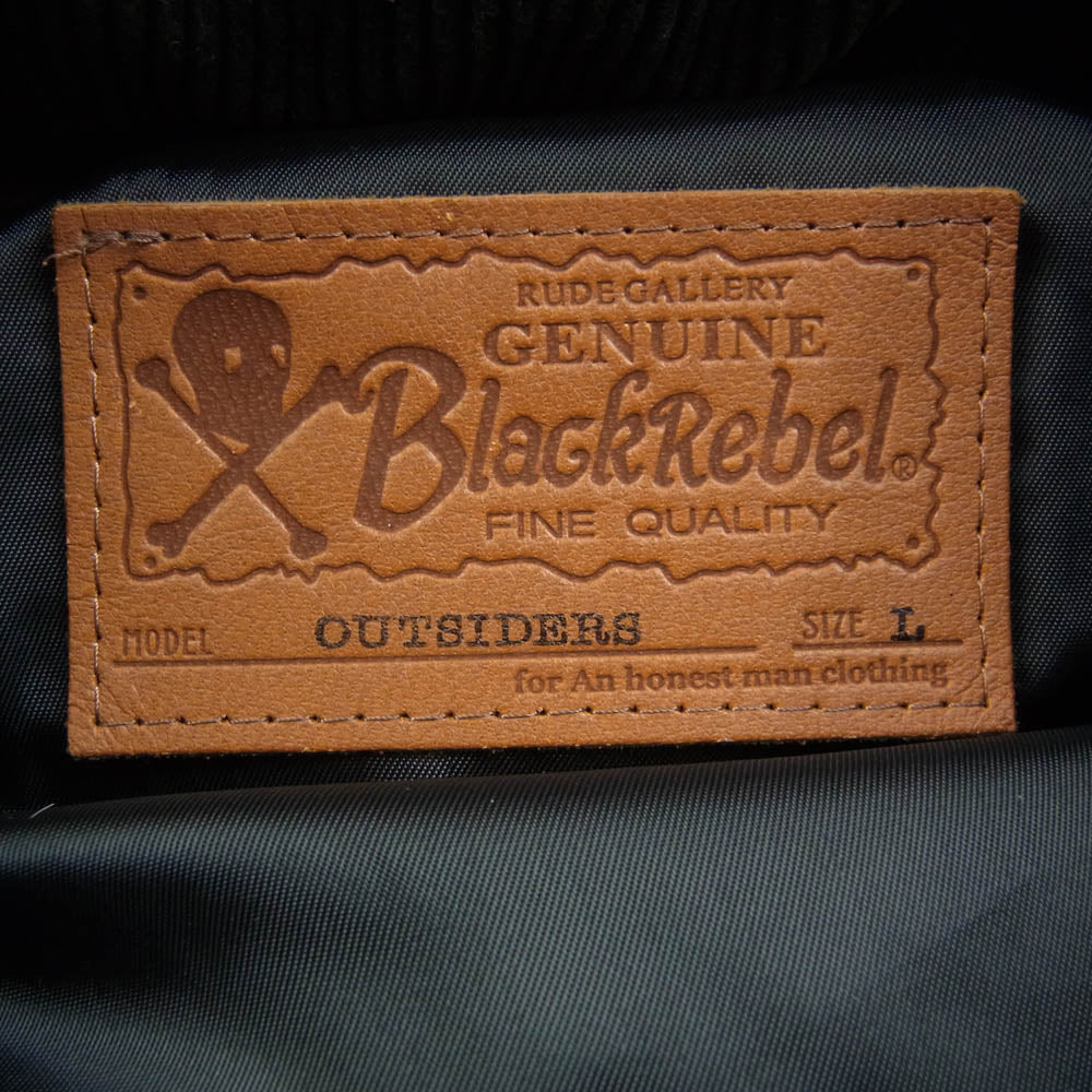 RUDE GALLERY BLACK REBEL ルードギャラリーブラックレーベル 15AW OUTSIDERS LEATHER DOWN VEST アウトサイダー レザー ダウン ベスト ブラック系 L【中古】