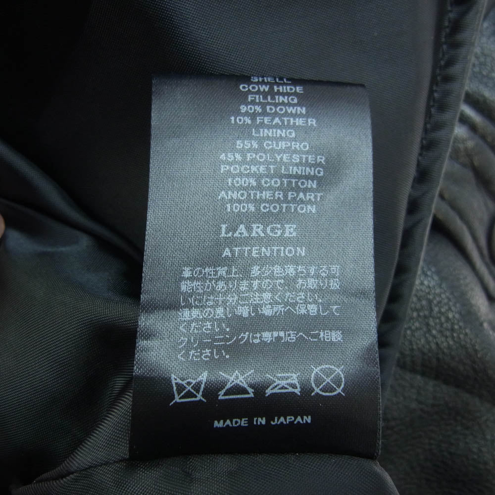 RUDE GALLERY BLACK REBEL ルードギャラリーブラックレーベル 15AW OUTSIDERS LEATHER DOWN VEST アウトサイダー レザー ダウン ベスト ブラック系 L【中古】