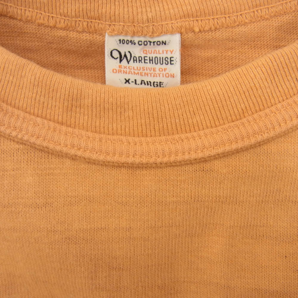 WAREHOUSE ウエアハウス 4601 クルーネック 半袖 Tシャツ オレンジ系 XL【中古】