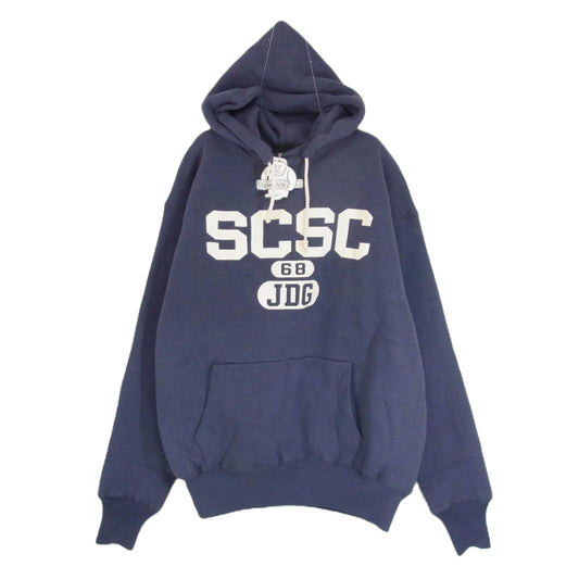 WAREHOUSE ウエアハウス JG-CS13 John Gluckow ジョングラッコー Fakie Afterhood SCSC プリント アフターフード 後付け プルオーバー パーカー ネイビー系 XL【極上美品】【中古】