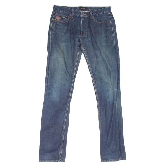 BURBERRY BLACK LABEL バーバリーブラックレーベル BMS05-010-28 デニム ストレート パンツ インディゴブルー系 ウエスト 76【中古】