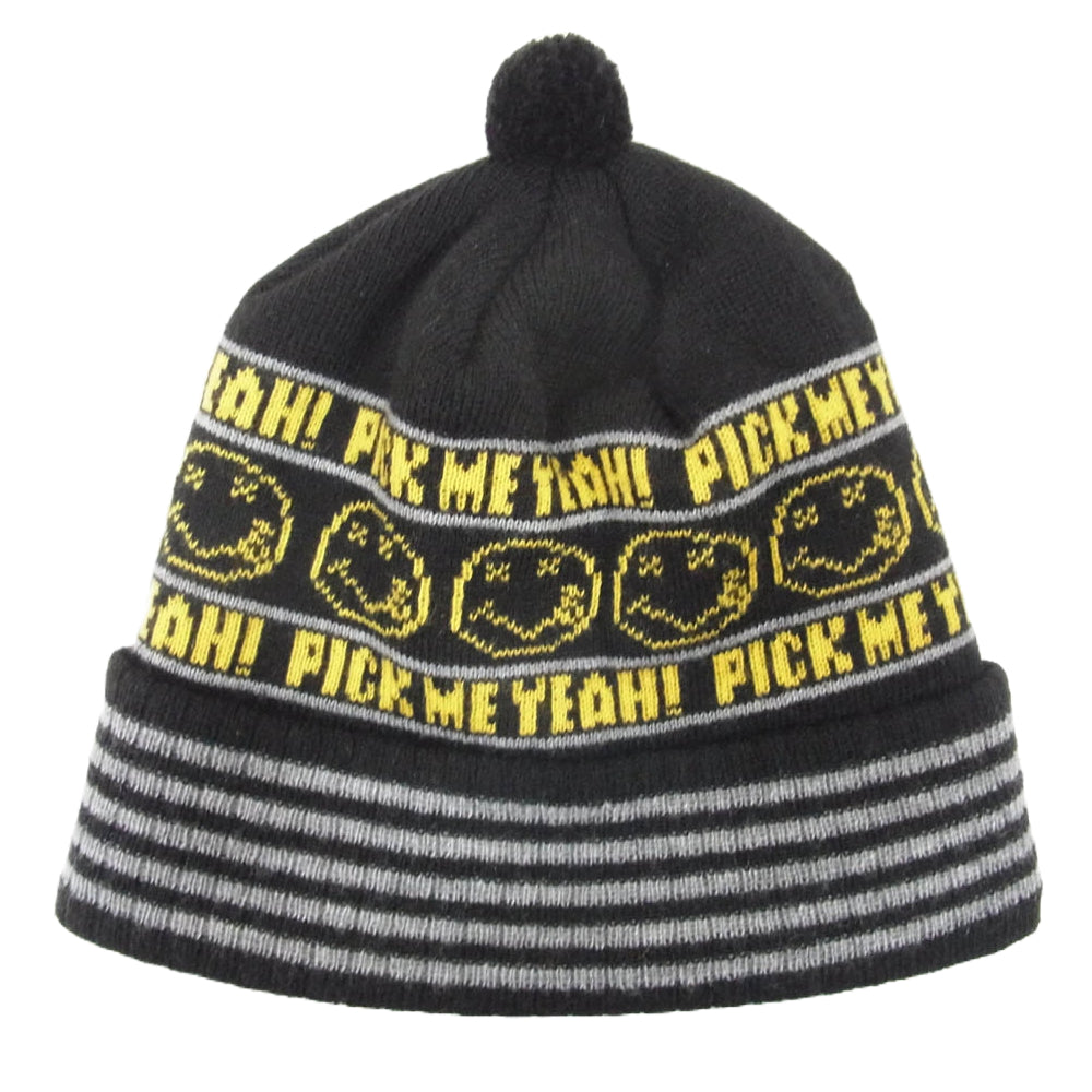 HYSTERIC GLAMOUR ヒステリックグラマー 0293QH01 KURT COBAIN カートコバーン PICK ME ピックミー ボンボン ニット帽 ビーニー ブラック系 FREE【中古】