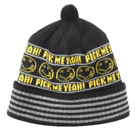HYSTERIC GLAMOUR ヒステリックグラマー 0293QH01 KURT COBAIN カートコバーン PICK ME ピックミー ボンボン ニット帽 ビーニー ブラック系 FREE【中古】