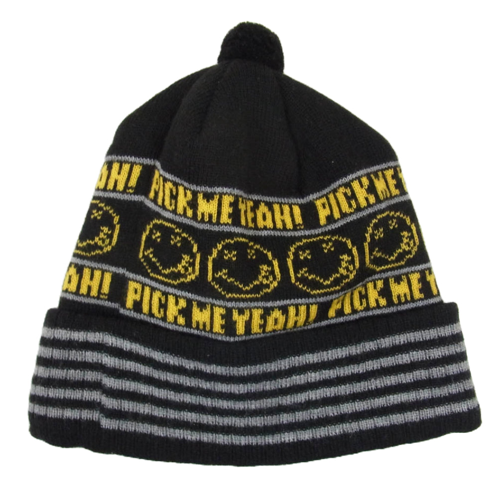 HYSTERIC GLAMOUR ヒステリックグラマー 0293QH01 KURT COBAIN カートコバーン PICK ME ピックミー ボンボン ニット帽 ビーニー ブラック系 FREE【中古】