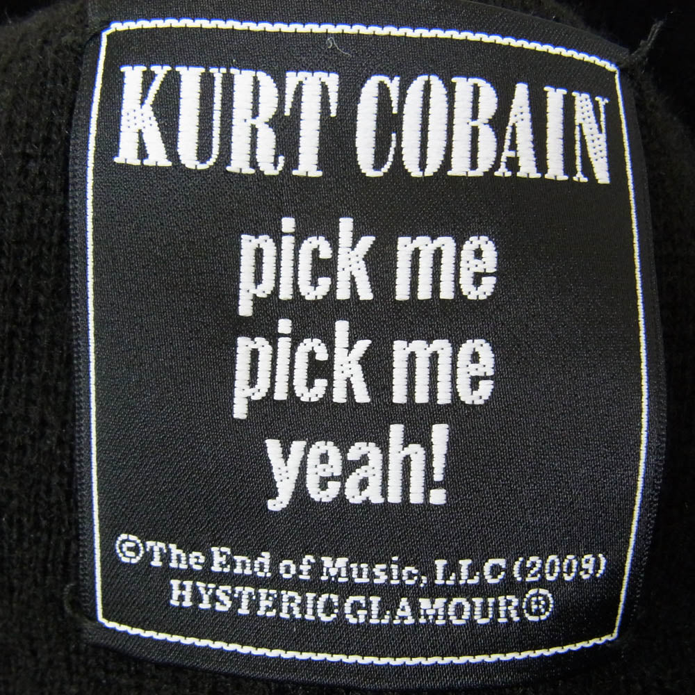 HYSTERIC GLAMOUR ヒステリックグラマー 0293QH01 KURT COBAIN カートコバーン PICK ME ピックミー ボンボン ニット帽 ビーニー ブラック系 FREE【中古】