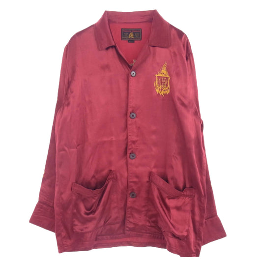 HYSTERIC GLAMOUR ヒステリックグラマー 02181AH04 DEVIL ヒステリックデビル オープンカラー 刺繍 レーヨン 長袖 シャツ ジャケット ワインレッド系 M【中古】