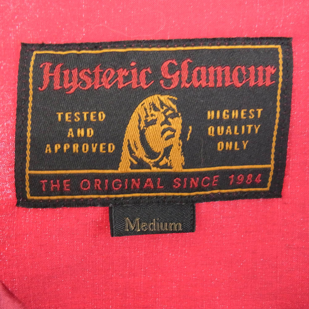 HYSTERIC GLAMOUR ヒステリックグラマー 02181AH04 DEVIL ヒステリックデビル オープンカラー 刺繍 レーヨン 長袖 シャツ ジャケット ワインレッド系 M【中古】