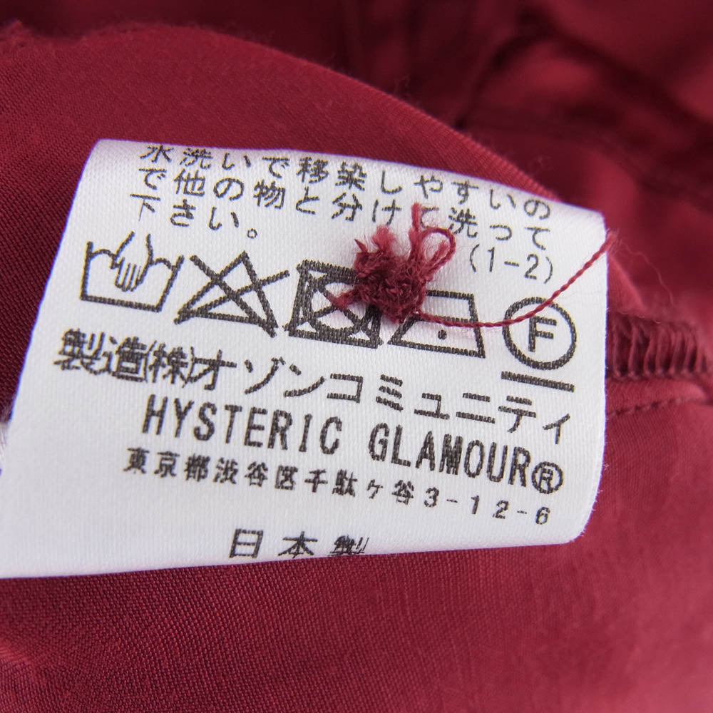 HYSTERIC GLAMOUR ヒステリックグラマー 02181AH04 DEVIL ヒステリックデビル オープンカラー 刺繍 レーヨン 長袖 シャツ ジャケット ワインレッド系 M【中古】
