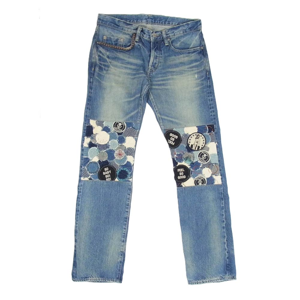 HYSTERIC GLAMOUR ヒステリックグラマー 0214AP05 パッチワーク スタッズ ワッペン デニムパンツ ジーンズ インディゴブルー系 30【中古】