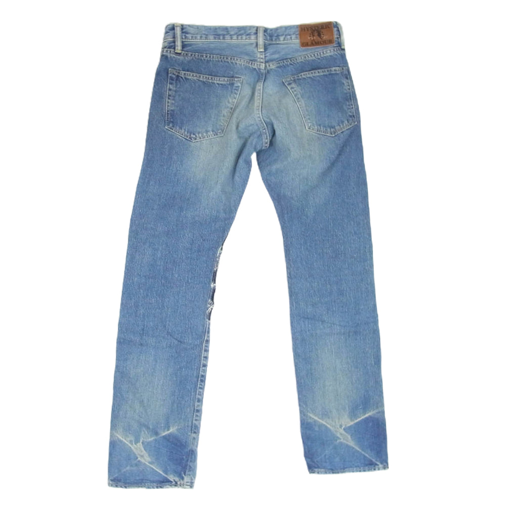 HYSTERIC GLAMOUR ヒステリックグラマー 0214AP05 パッチワーク スタッズ ワッペン デニムパンツ ジーンズ インディゴブルー系 30【中古】