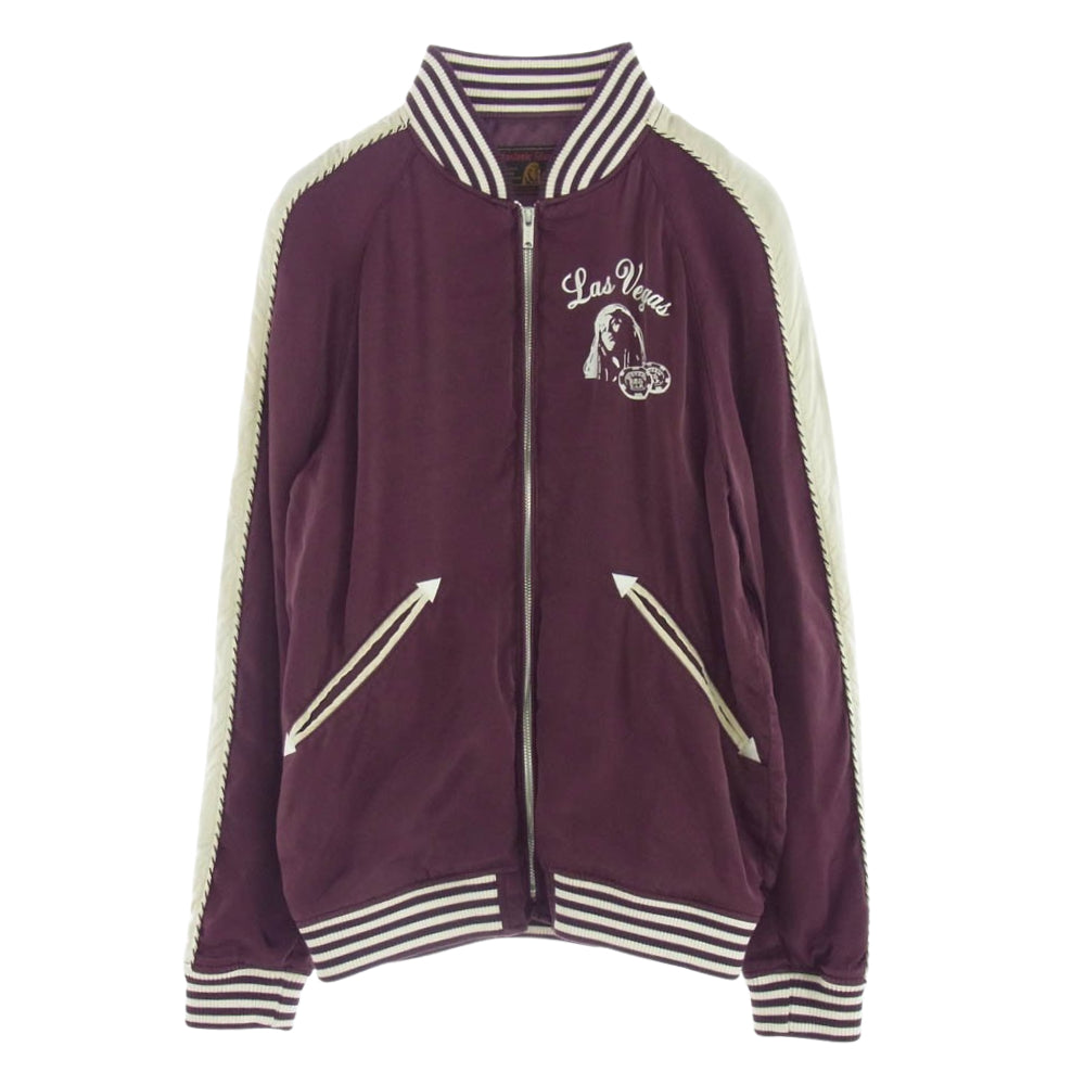 HYSTERIC GLAMOUR ヒステリックグラマー 0231AB02 LASVEGAS NEVADA ラスベガス ネバダ ガール刺繍 サイドライン ブルゾン スカジャン ワインレッド系 S【中古】