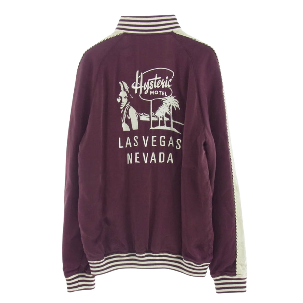 HYSTERIC GLAMOUR ヒステリックグラマー 0231AB02 LASVEGAS NEVADA ラスベガス ネバダ ガール刺繍 サイドライン ブルゾン スカジャン ワインレッド系 S【中古】