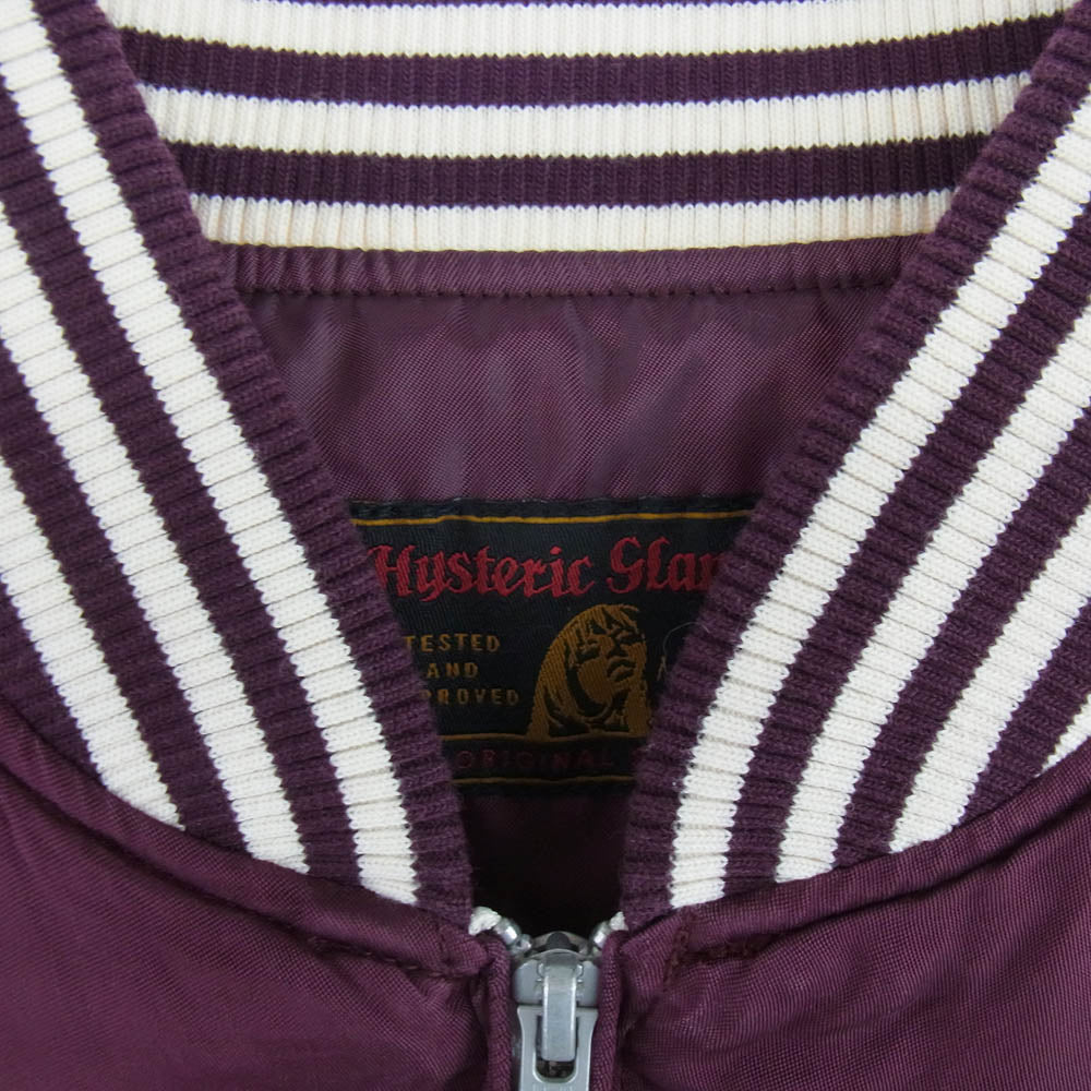 HYSTERIC GLAMOUR ヒステリックグラマー 0231AB02 LASVEGAS NEVADA ラスベガス ネバダ ガール刺繍 サイドライン ブルゾン スカジャン ワインレッド系 S【中古】