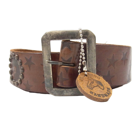 HYSTERIC GLAMOUR ヒステリックグラマー OLD STUD HANDMADE オールドスタッズハンドメイド スター ガール スタッズ ベルト ブラウン系 M【中古】