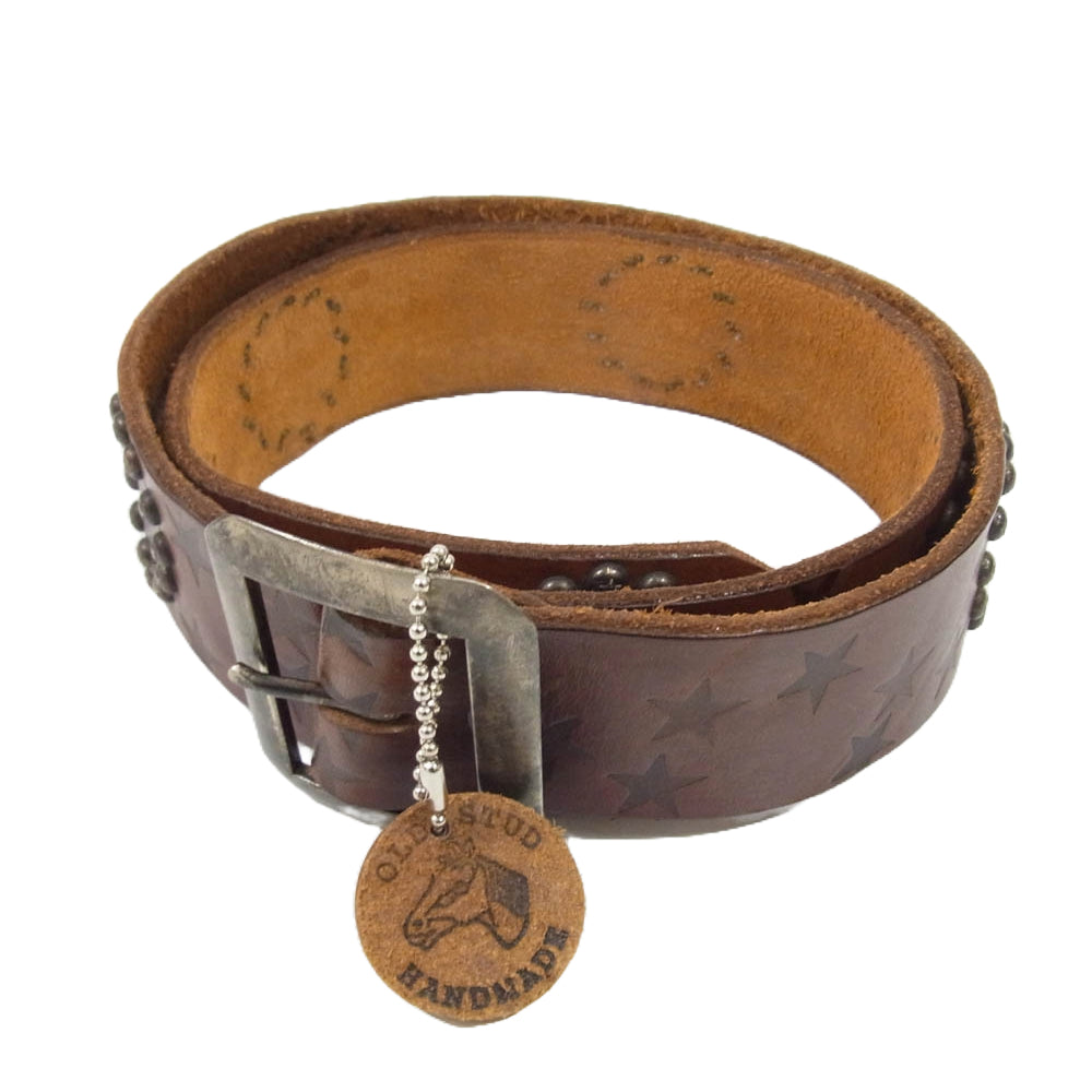 HYSTERIC GLAMOUR ヒステリックグラマー OLD STUD HANDMADE オールドスタッズハンドメイド スター ガール スタッズ ベルト ブラウン系 M【中古】