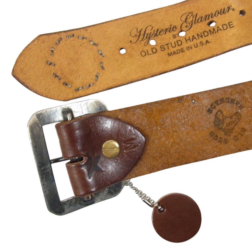 HYSTERIC GLAMOUR ヒステリックグラマー OLD STUD HANDMADE オールドスタッズハンドメイド スター ガール スタッズ ベルト ブラウン系 M【中古】