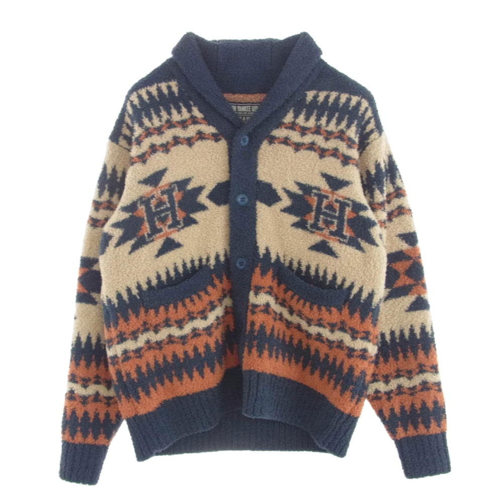 HYSTERIC GLAMOUR ヒステリックグラマー 23AW 02233ND03 SEE NO EVIL ジャカード シーノーエビル ショールカーディガン マルチカラー系 L【中古】