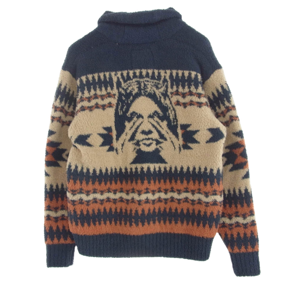 HYSTERIC GLAMOUR ヒステリックグラマー 23AW 02233ND03 SEE NO EVIL ジャカード シーノーエビル ショールカーディガン マルチカラー系 L【中古】
