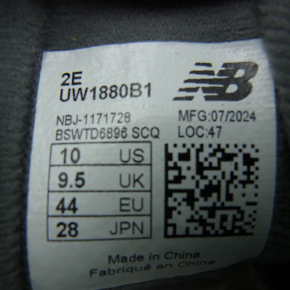 NEW BALANCE ニューバランス UW1880B1 Fresh Foam 1880 v1 B1 スエード ローカット スニーカー ブラック系 28cm【極上美品】【中古】