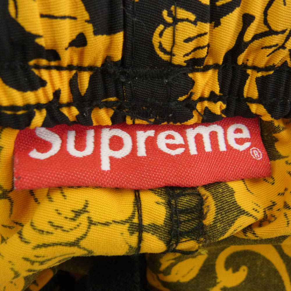 Supreme シュプリーム 20SS Warm Up Pant black Floral 総柄 ナイロン ウォームアップ パンツ ブラック系 イエロー系 M【中古】