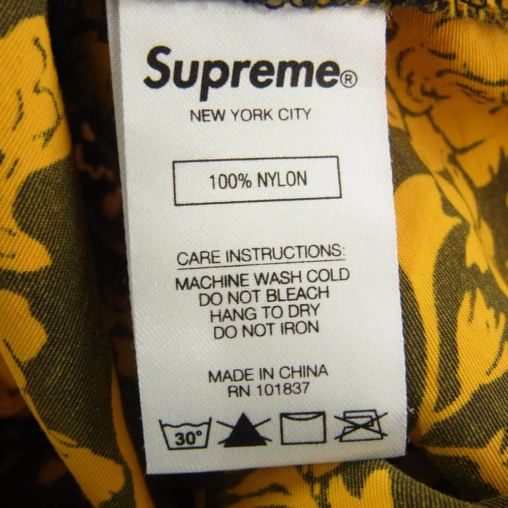 Supreme シュプリーム 20SS Warm Up Pant black Floral 総柄 ナイロン ウォームアップ パンツ ブラック系 イエロー系 M【中古】