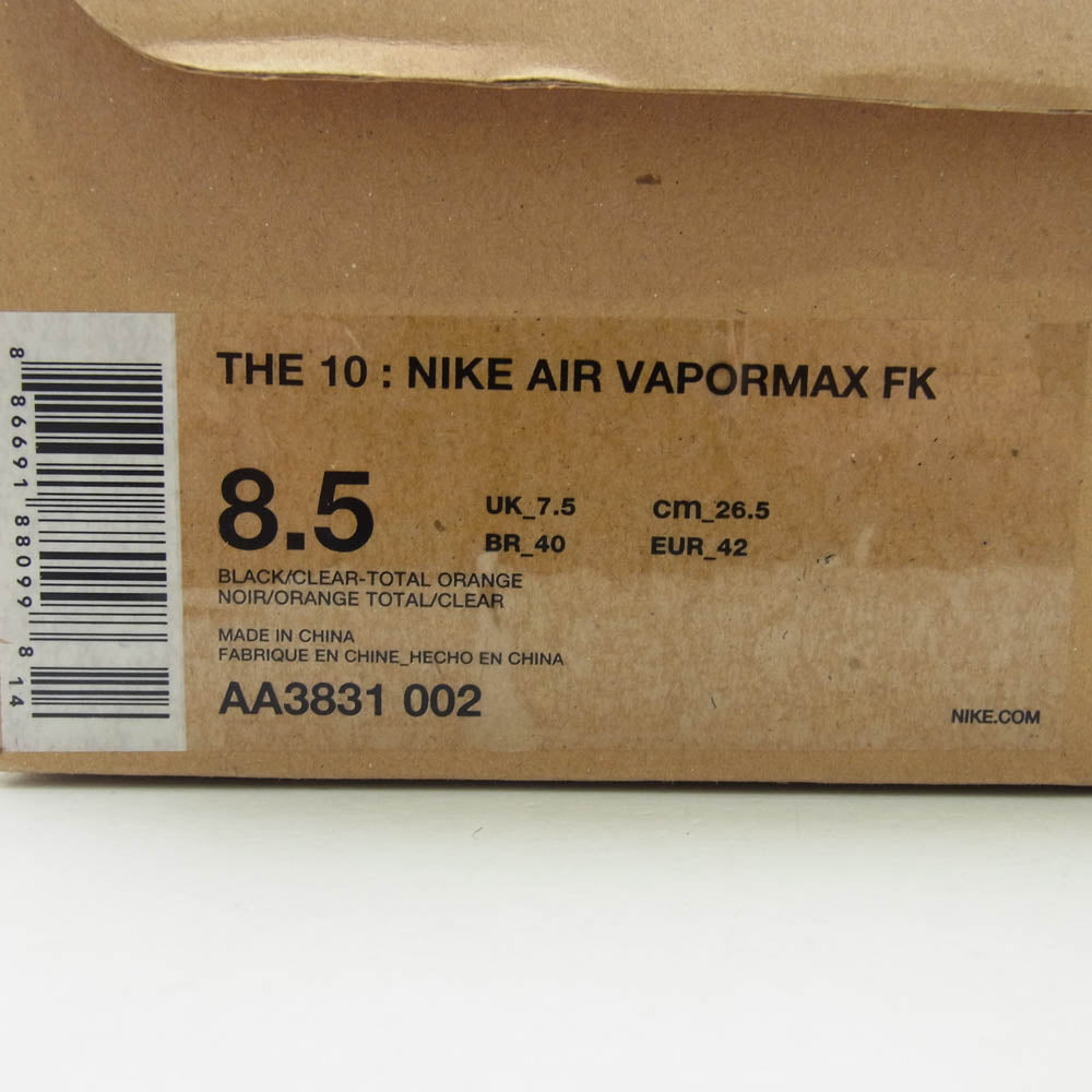 NIKE ナイキ AA3831-002 × OFF-WHITE AIR VAPORMAX オフホワイト エアヴェイパーマックス ブラック系 26.5cm【中古】
