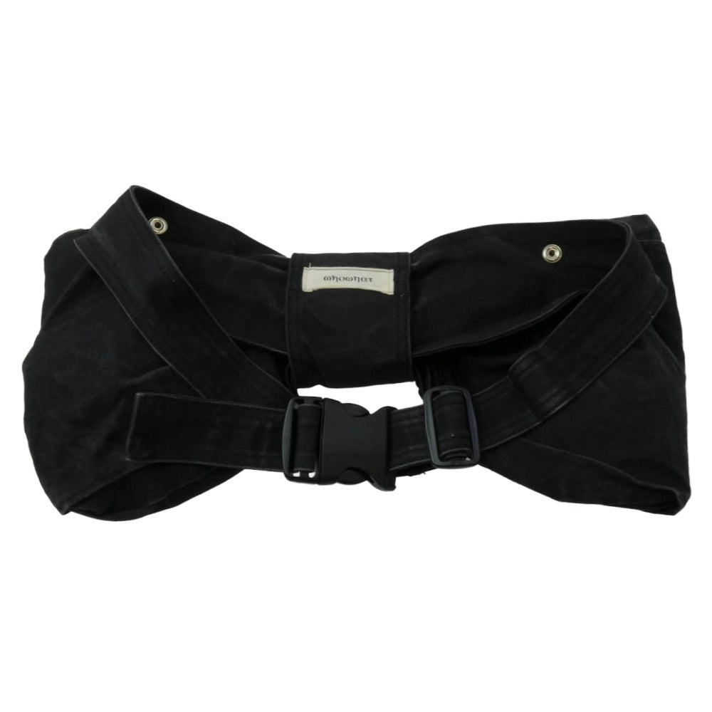 フーワット リボンデザイン デニム ウエストバッグ ブラック系【中古】