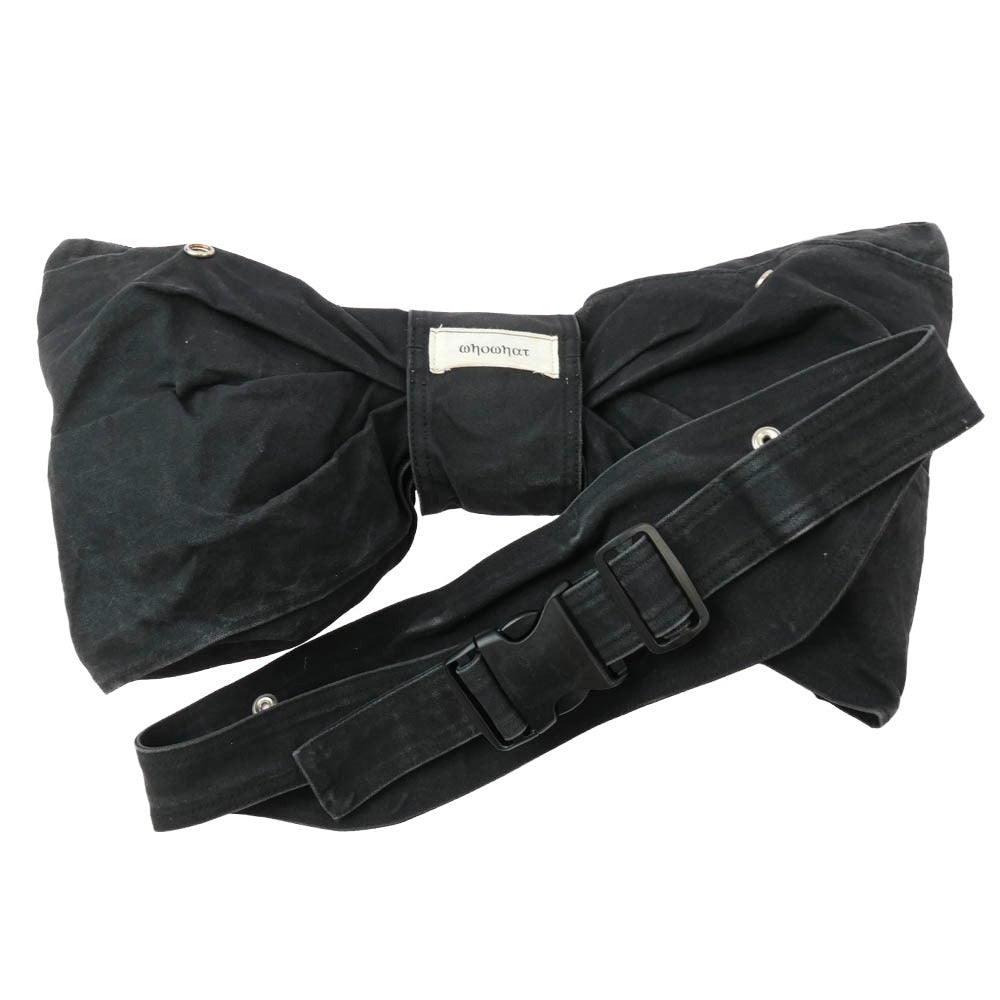 フーワット リボンデザイン デニム ウエストバッグ ブラック系【中古】