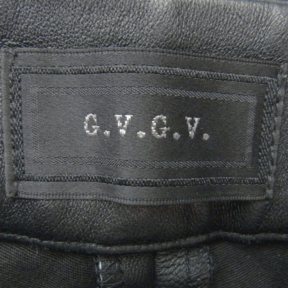 G.V.G.V. ジーヴィージーヴィー シープレザー 編み上げ スリムフィット パンツ ブラック系 36【中古】