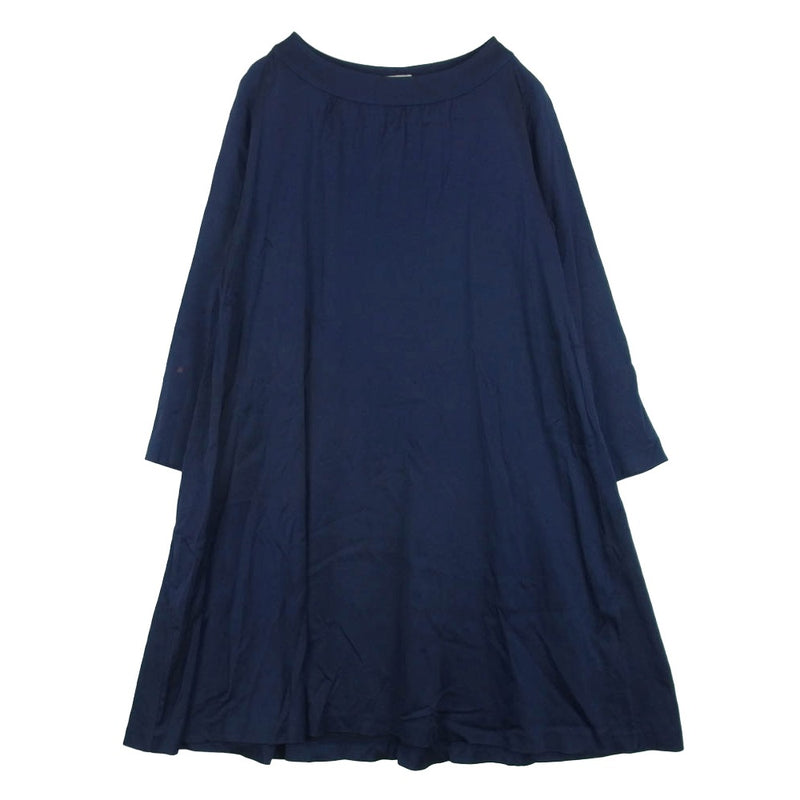 DRIES VAN NOTEN ドリスヴァンノッテン レーヨン オフネック 長袖 ロング ドレス ワンピース ネイビー系 36【中古】