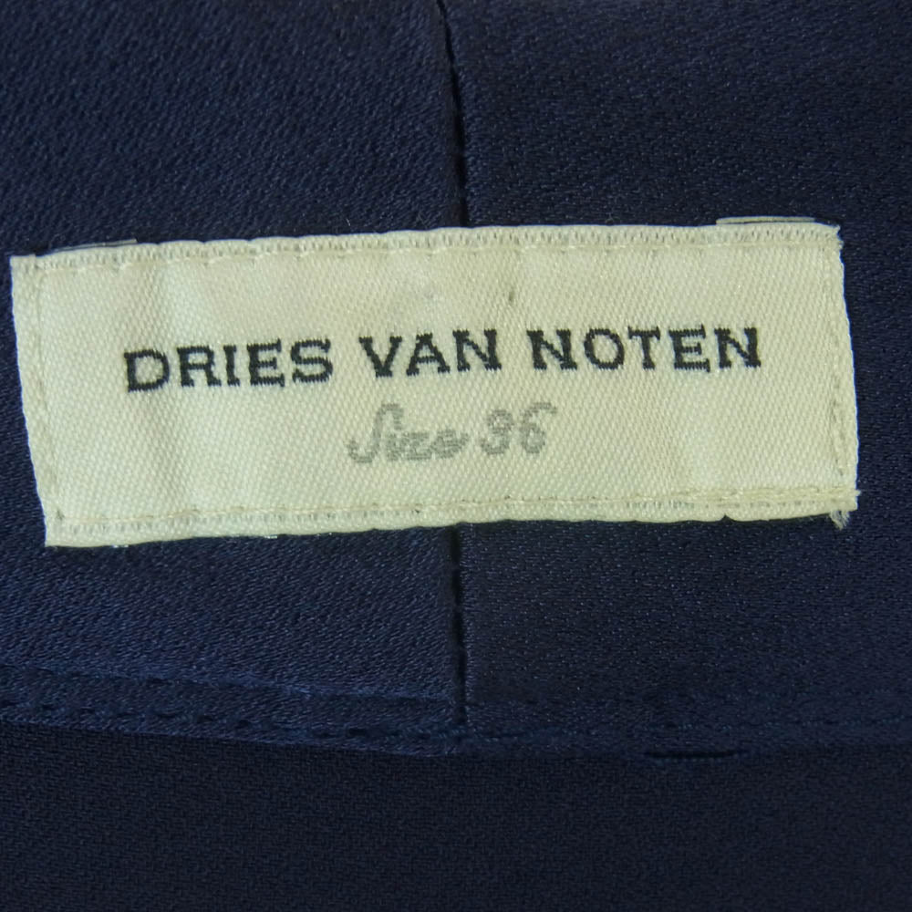 DRIES VAN NOTEN ドリスヴァンノッテン レーヨン オフネック 長袖 ロング ドレス ワンピース ネイビー系 36【中古】