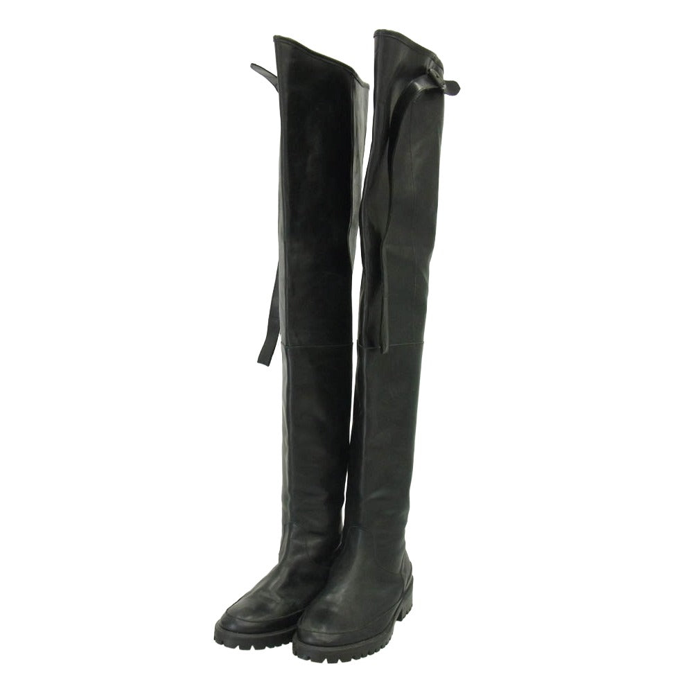メゾンエウレカ HIP WADERS サイハイブーツ レザー ロングブーツ ブラック系 33【中古】
