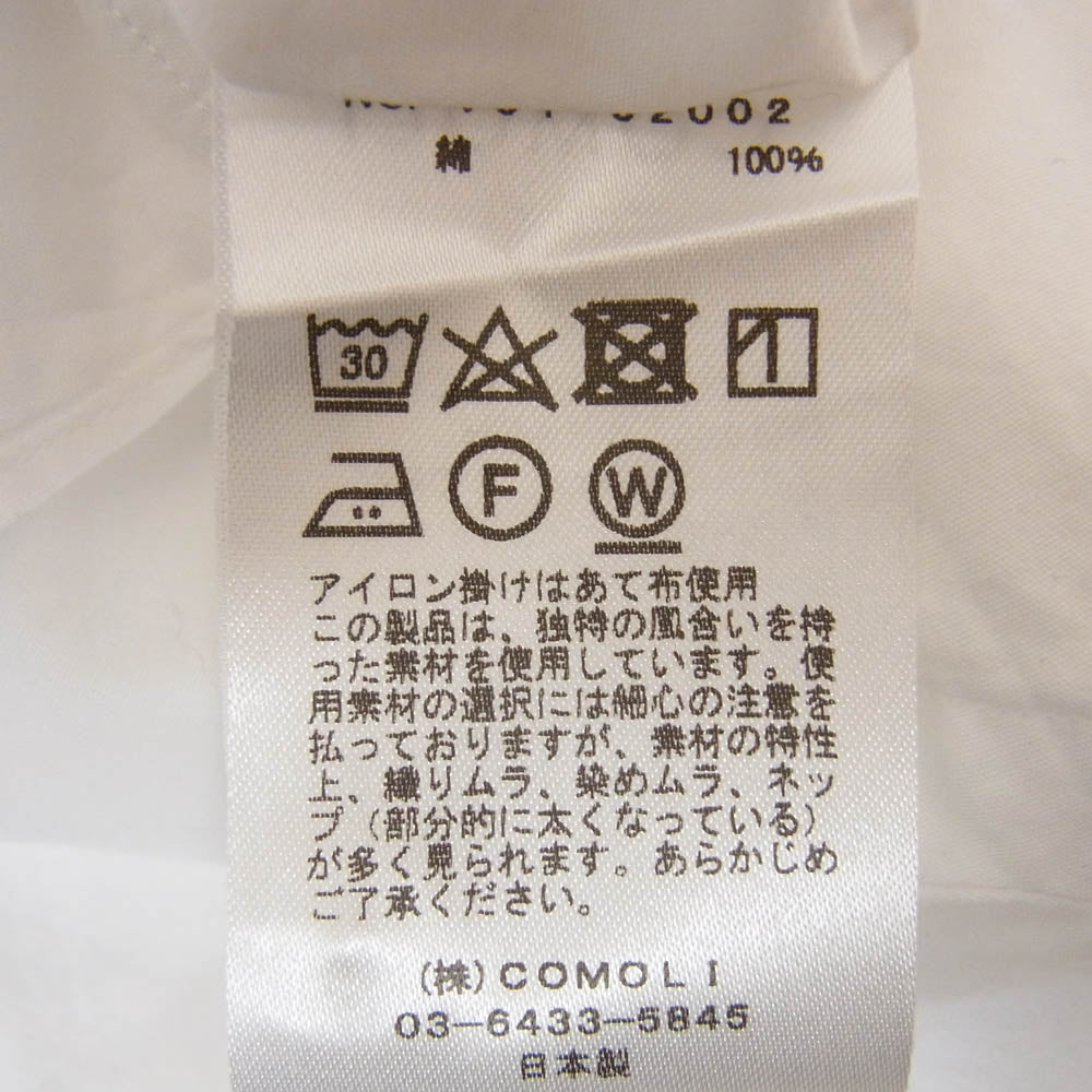 COMOLI コモリ 22SS V01-02002 バンドカラー コモリシャツ 長袖 シャツ ホワイト系 3【中古】