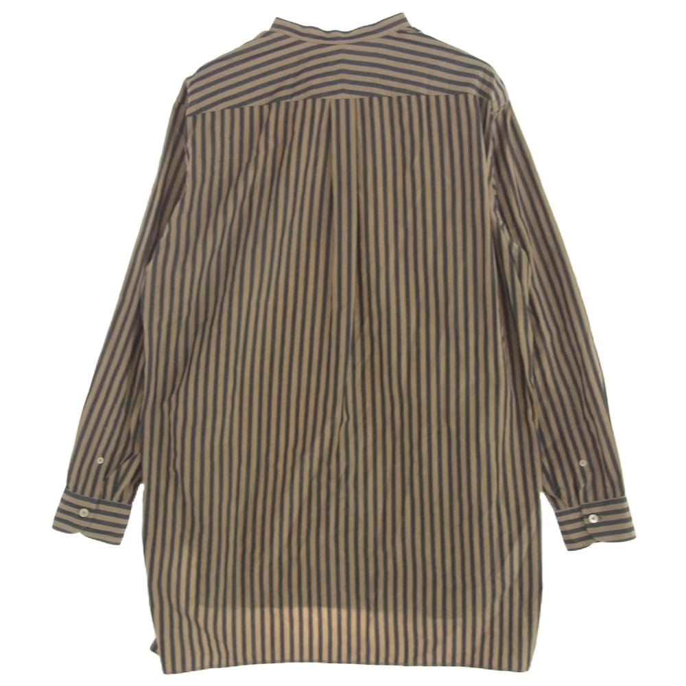 COMOLI コモリ 16AW J03-02002 ロンドンストライプ バンドカラー 長袖 シャツ コモリシャツ ベージュ系 ネイビー系 2【中古】