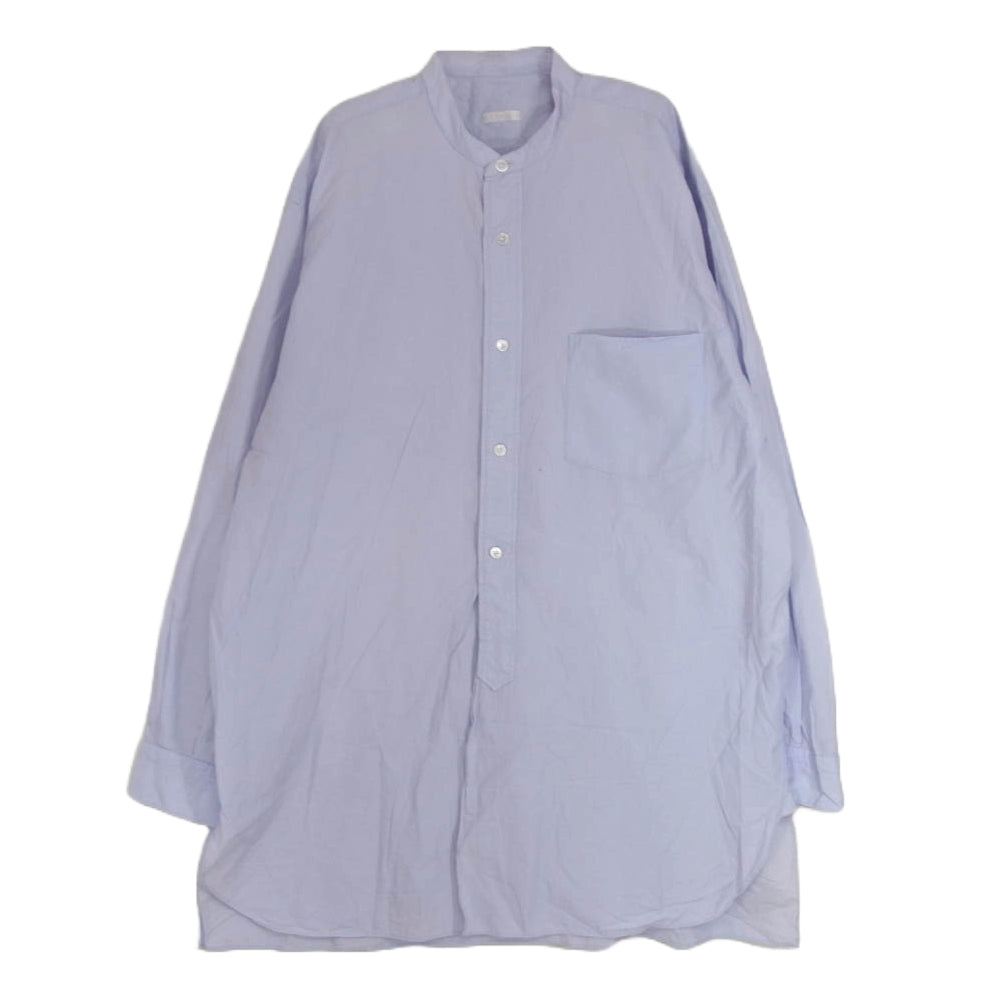 COMOLI コモリ 23SS X01-02002 SAX サックス バンドカラー コモリシャツ 長袖 シャツ ライトブルー系 3【中古】