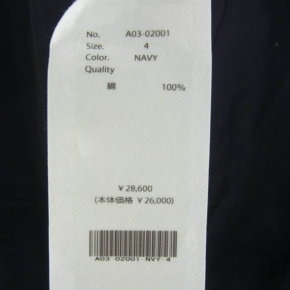 COMOLI コモリ 24AW A03-02001 コモリシャツ 長袖 コットン シャツ ネイビー 4 ネイビー系 4【中古】