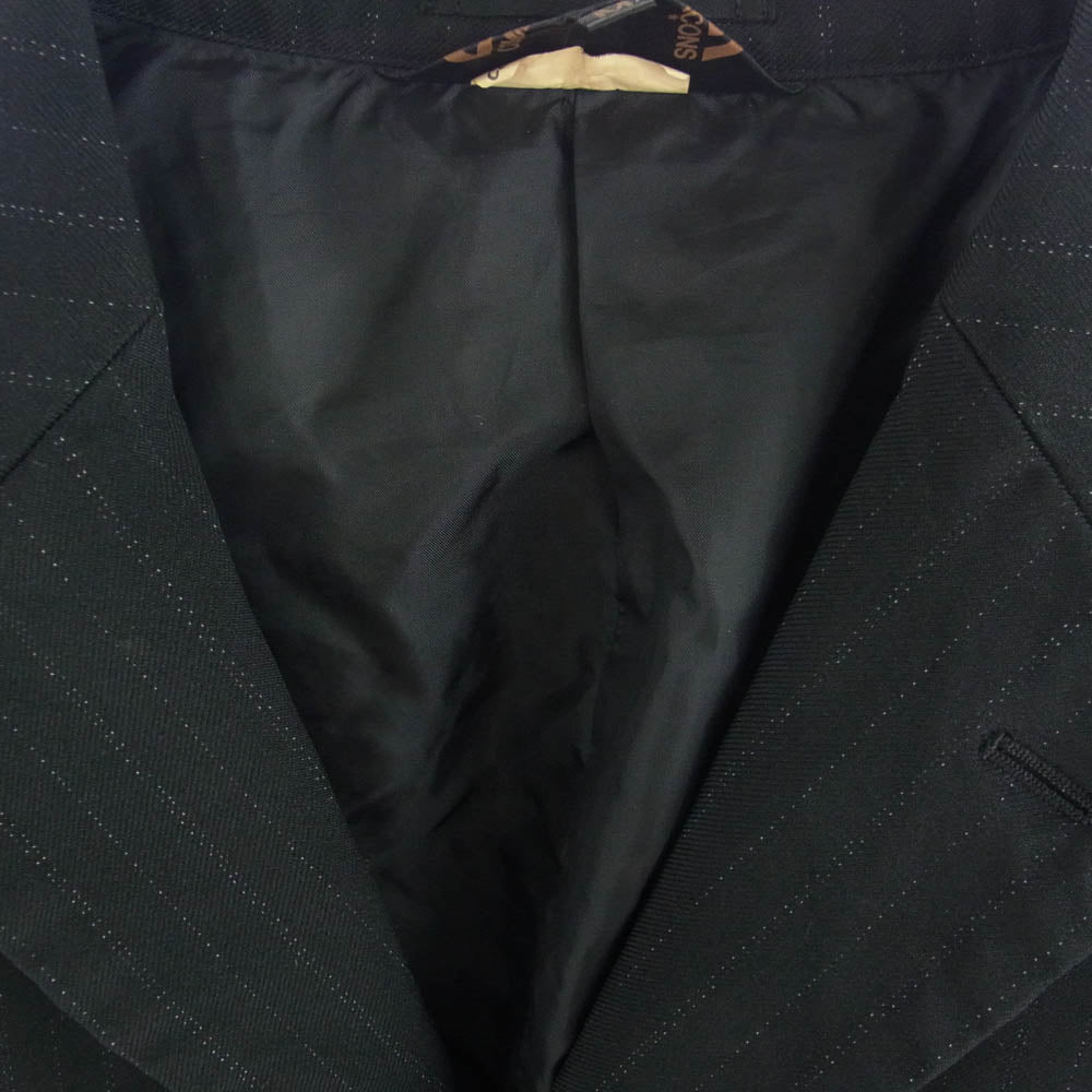 BLACK COMME des GARCONS ブラックコムデギャルソン 22AW ストライプ 3B ロング テーラード ジャケット ブラック系 M【中古】