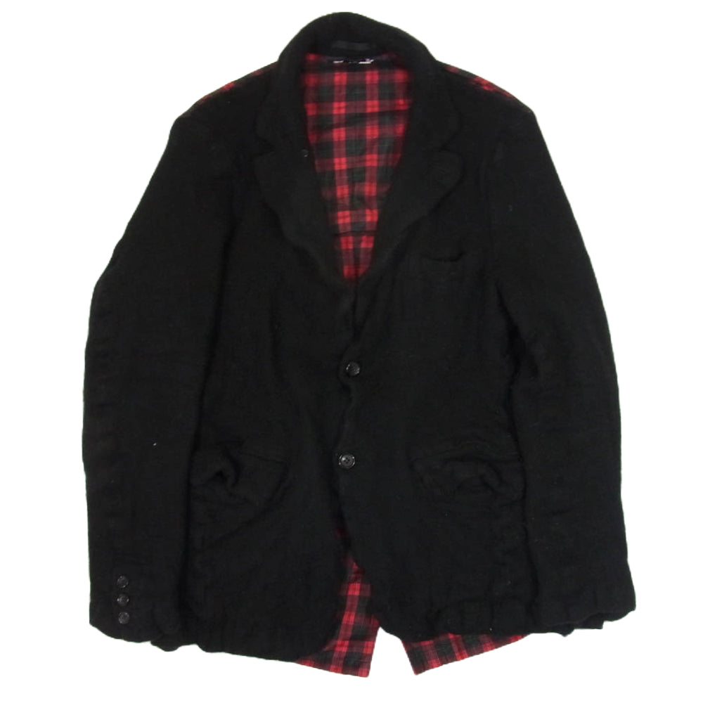 BLACK COMME des GARCONS ブラックコムデギャルソン 23AW 1L-J011 ネップ加工 ウールブレンド バックチェック 切り返し テーラード ジャケット ブラック系 M【中古】