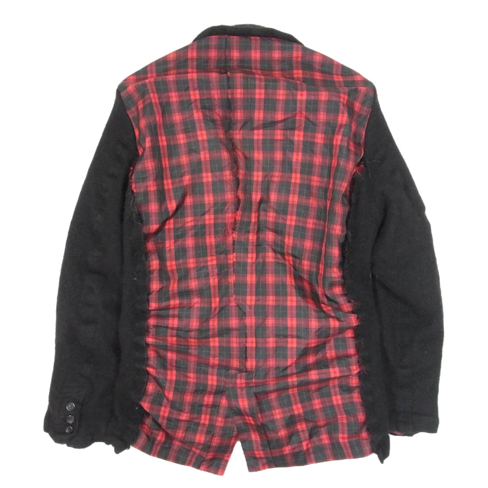 BLACK COMME des GARCONS ブラックコムデギャルソン 23AW 1L-J011 ネップ加工 ウールブレンド バックチェック 切り返し テーラード ジャケット ブラック系 M【中古】