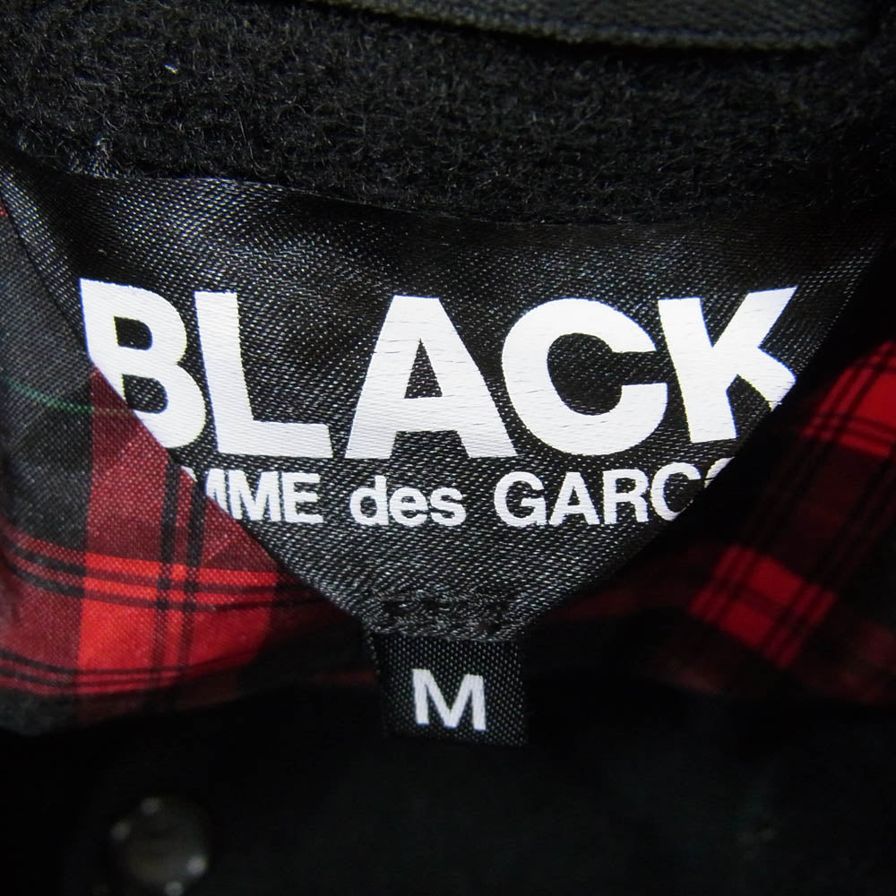 BLACK COMME des GARCONS ブラックコムデギャルソン 23AW 1L-J011 ネップ加工 ウールブレンド バックチェック 切り返し テーラード ジャケット ブラック系 M【中古】