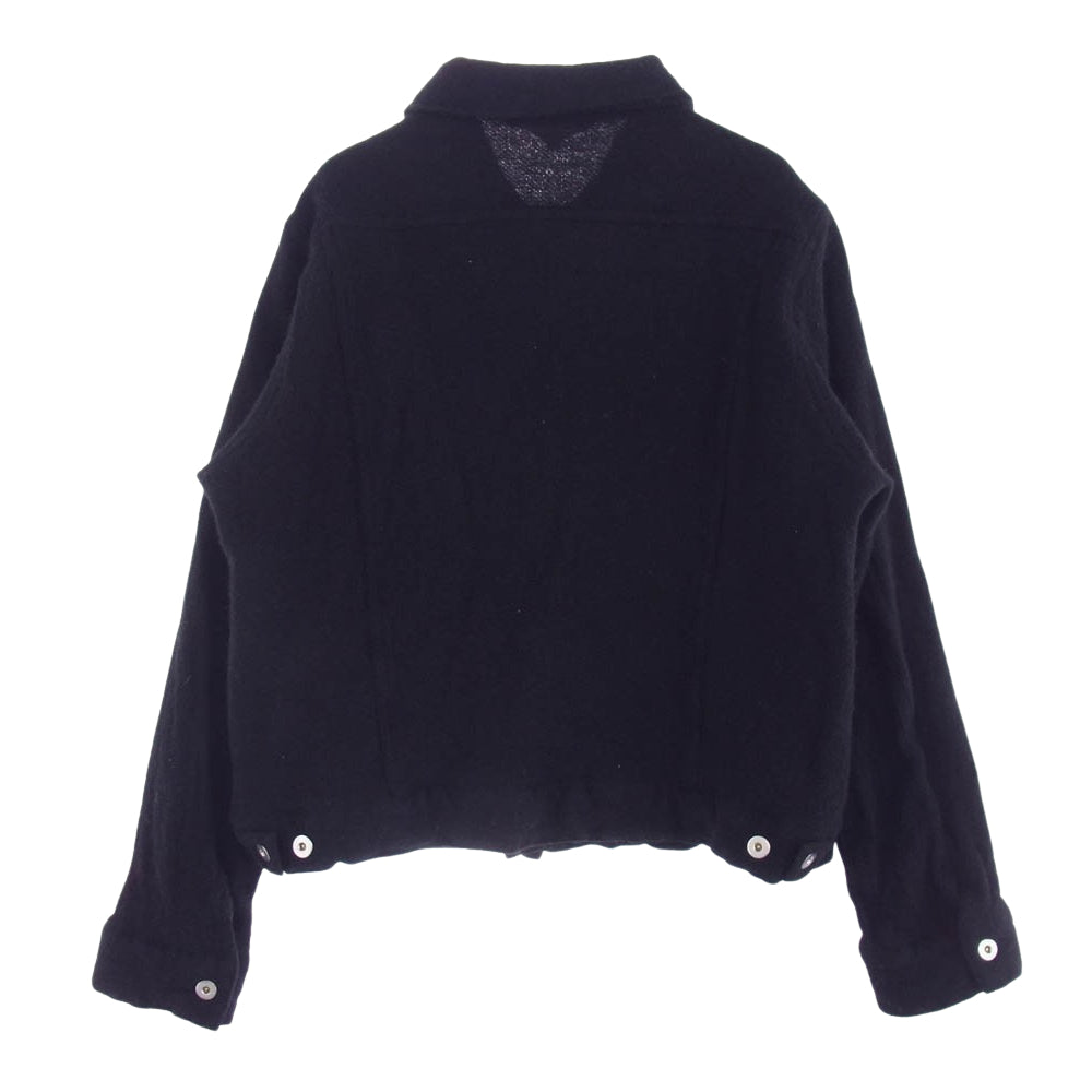 BLACK COMME des GARCONS ブラックコムデギャルソン 24AW 1N-JO13 伸縮 ウールブレンド バイカラー デザイン トラッカー ジャケット ウール Gジャン ブラック系 S【中古】