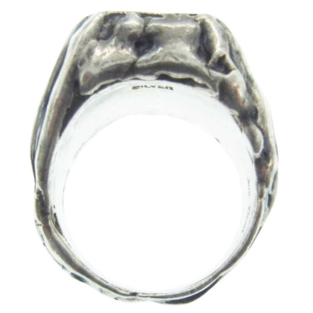 ドライボーンズ スクエア スカル リング シルバー系 レッド系 18.5号【中古】