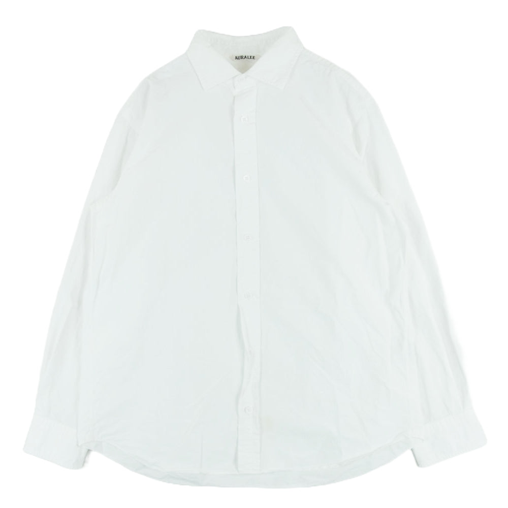 AURALEE オーラリー A00S01WC ウェザークロス オープンカラー 長袖 シャツ コットン 日本製 ホワイト系 3【中古】