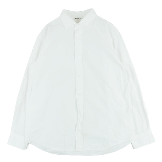 AURALEE オーラリー A00S01WC ウェザークロス オープンカラー 長袖 シャツ コットン 日本製 ホワイト系 3【中古】